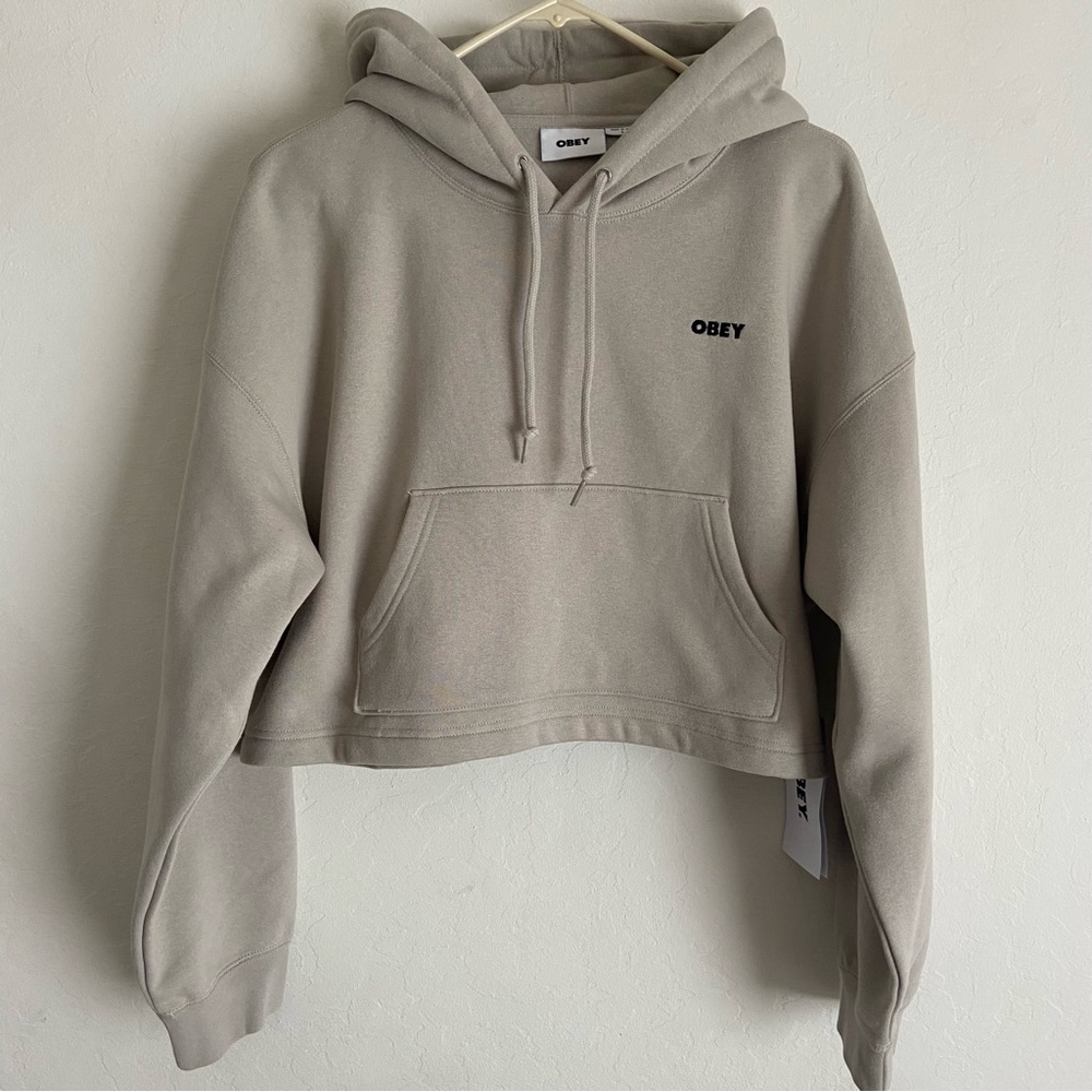 NWT Obey Bold Logo Cropped Hoodie